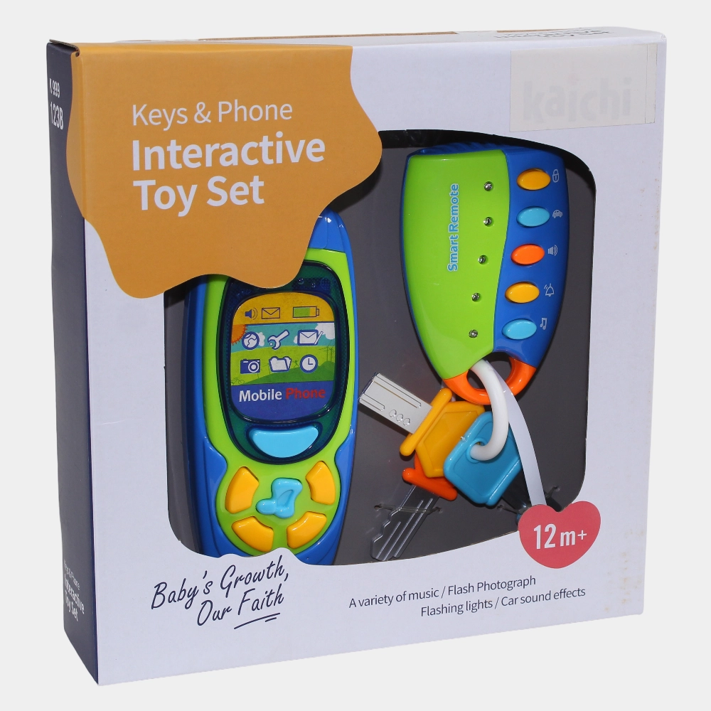 2-Piece Interactive Toy Set  15 cm Phone & 16 cm Key Chain with Lights