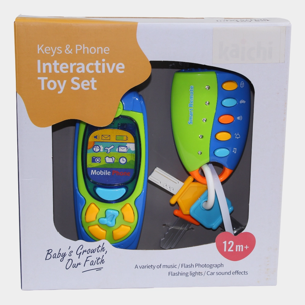 2-Piece Interactive Toy Set  15 cm Phone & 16 cm Key Chain with Lights