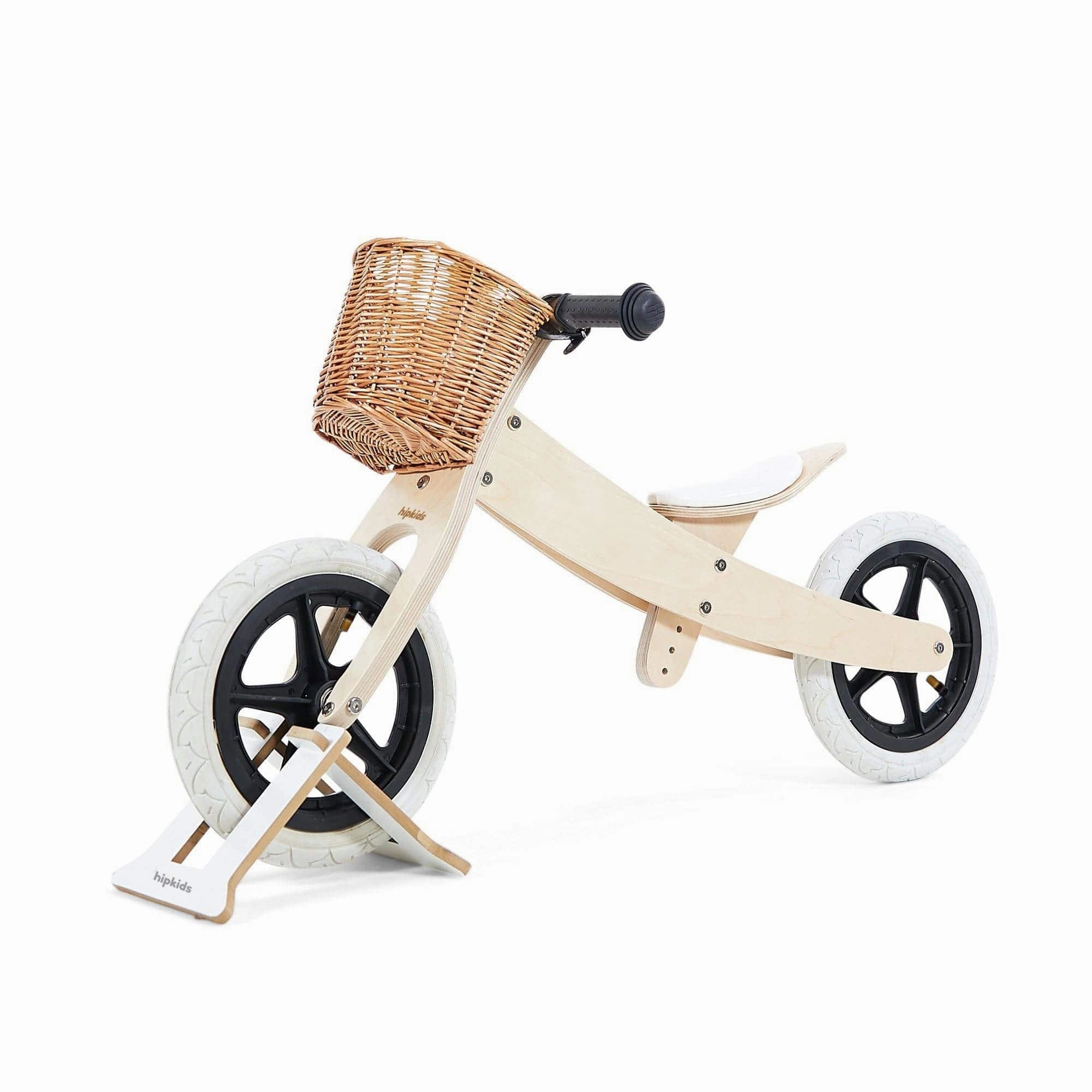 3 in 1 Wooden Trike / Balance Bike with Wicker Basket
