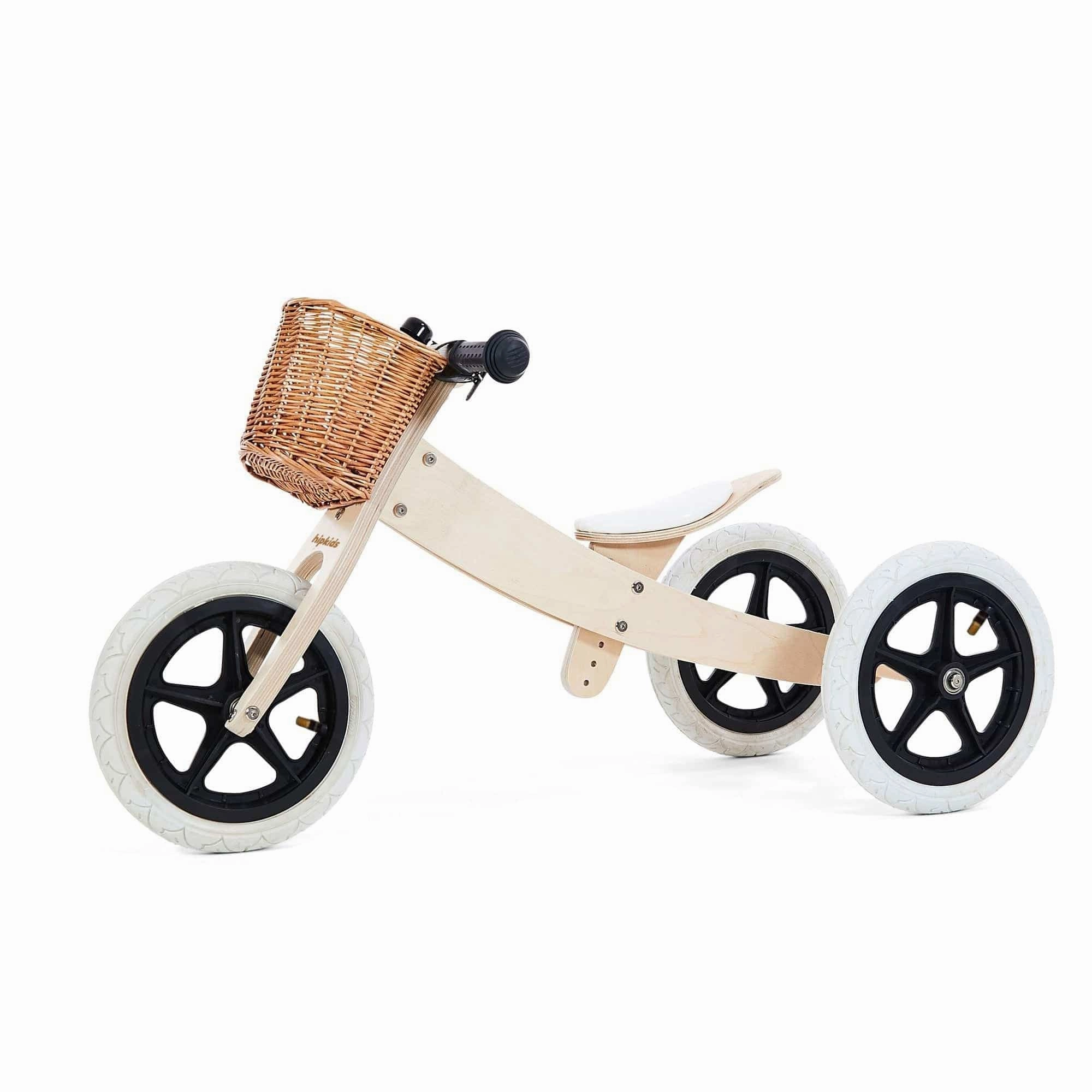3 in 1 Wooden Trike / Balance Bike with Wicker Basket