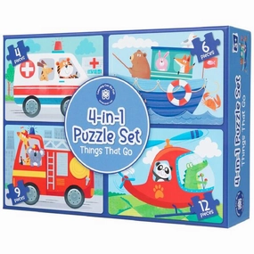 4-in1 Puzzle Set - Things That Go