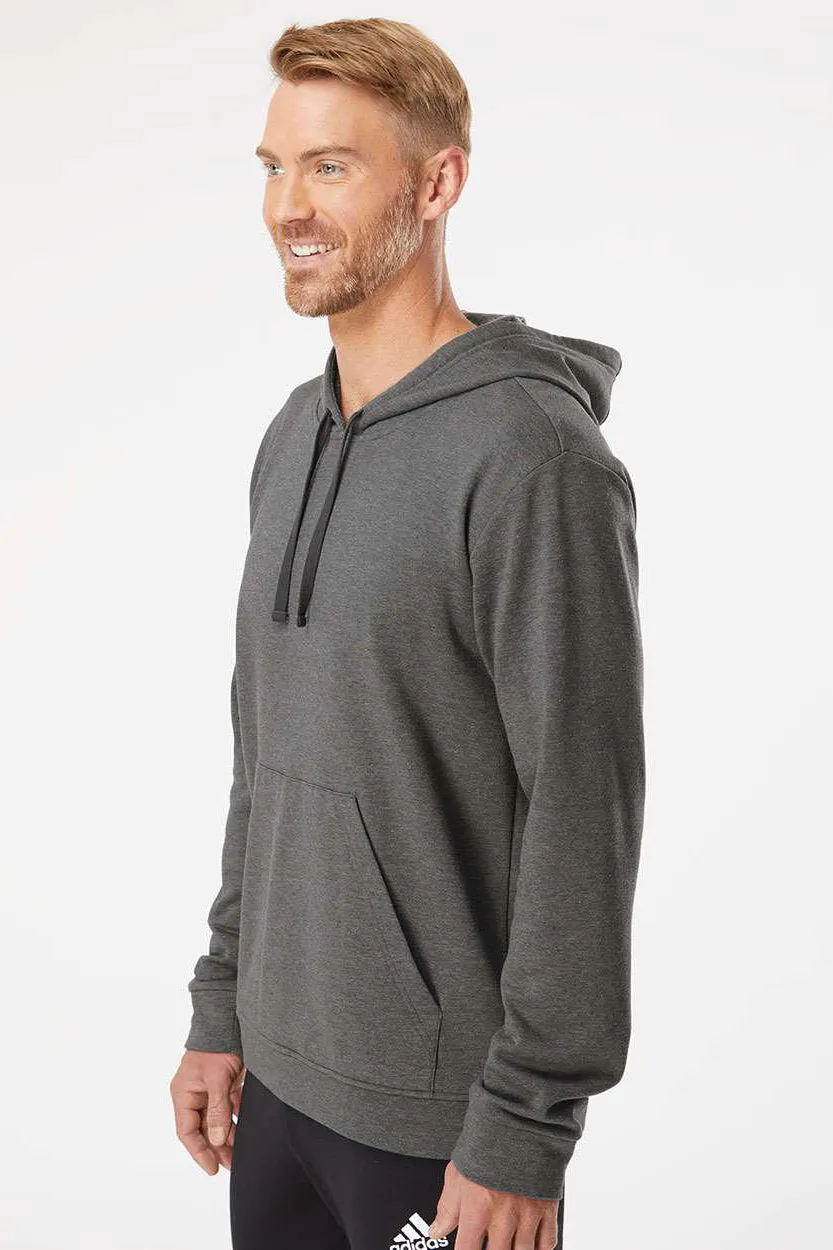 Adidas Mens Fleece Hooded Sweatshirt Hoodie w/ Pouch Pocket - Heather Dark Grey - Closeout