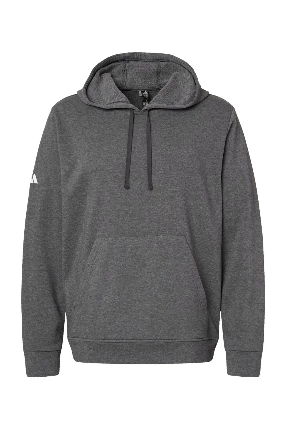 Adidas Mens Fleece Hooded Sweatshirt Hoodie w/ Pouch Pocket - Heather Dark Grey - Closeout