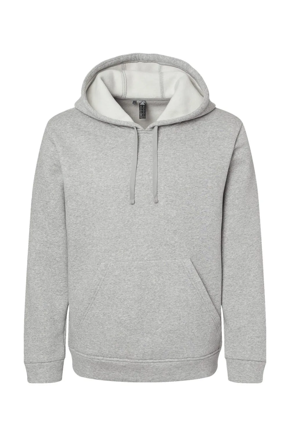 Adidas Mens Fleece Hooded Sweatshirt Hoodie w/ Pouch Pocket - Heather Grey