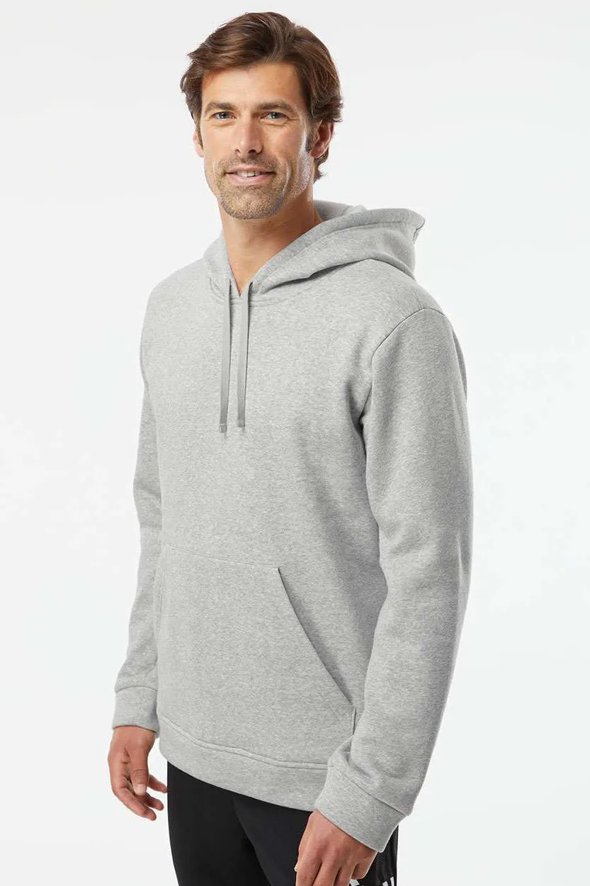 Adidas Mens Fleece Hooded Sweatshirt Hoodie w/ Pouch Pocket - Heather Grey