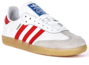 Adidas Samba OG J In White Red For Youth Shoes Adidas