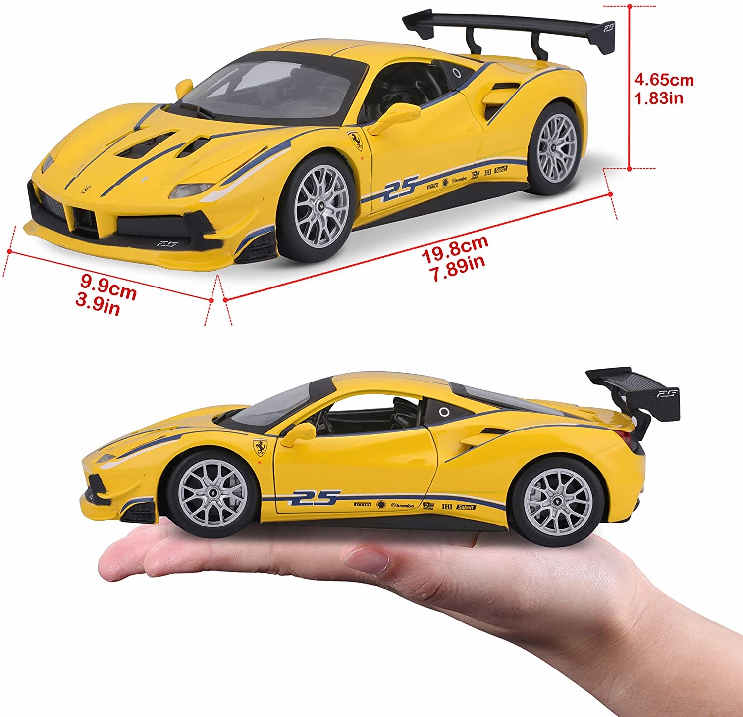 Bburago 1:24 Ferrari R & P W/O Stand Ferrari 488 Gtb - Yellow