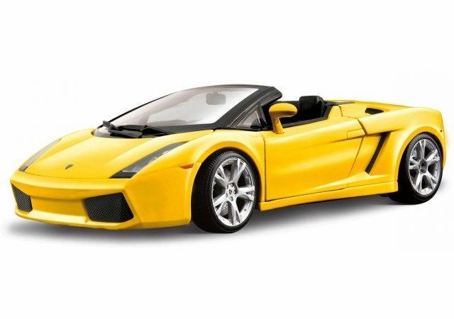 Bburago Die-cast Lamborghini Gallardo Spyder Convertible Car 1:18 Scale Model - Yellow
