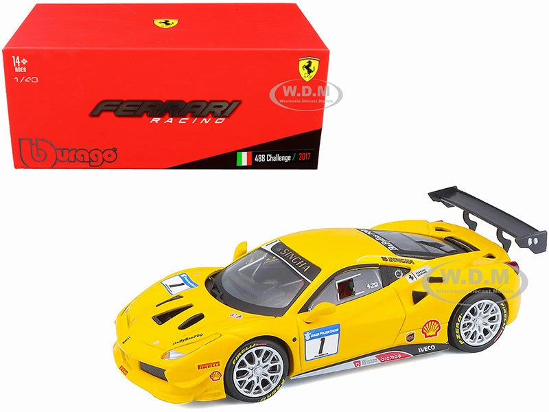 Bburago Ferrari 488 Challenge Die-cast Metal Model Car - Yellow