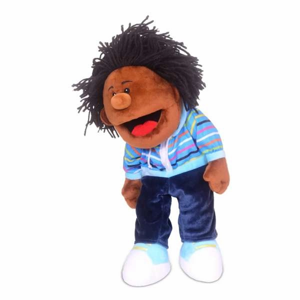Black Boy moving mouth Hand Puppet