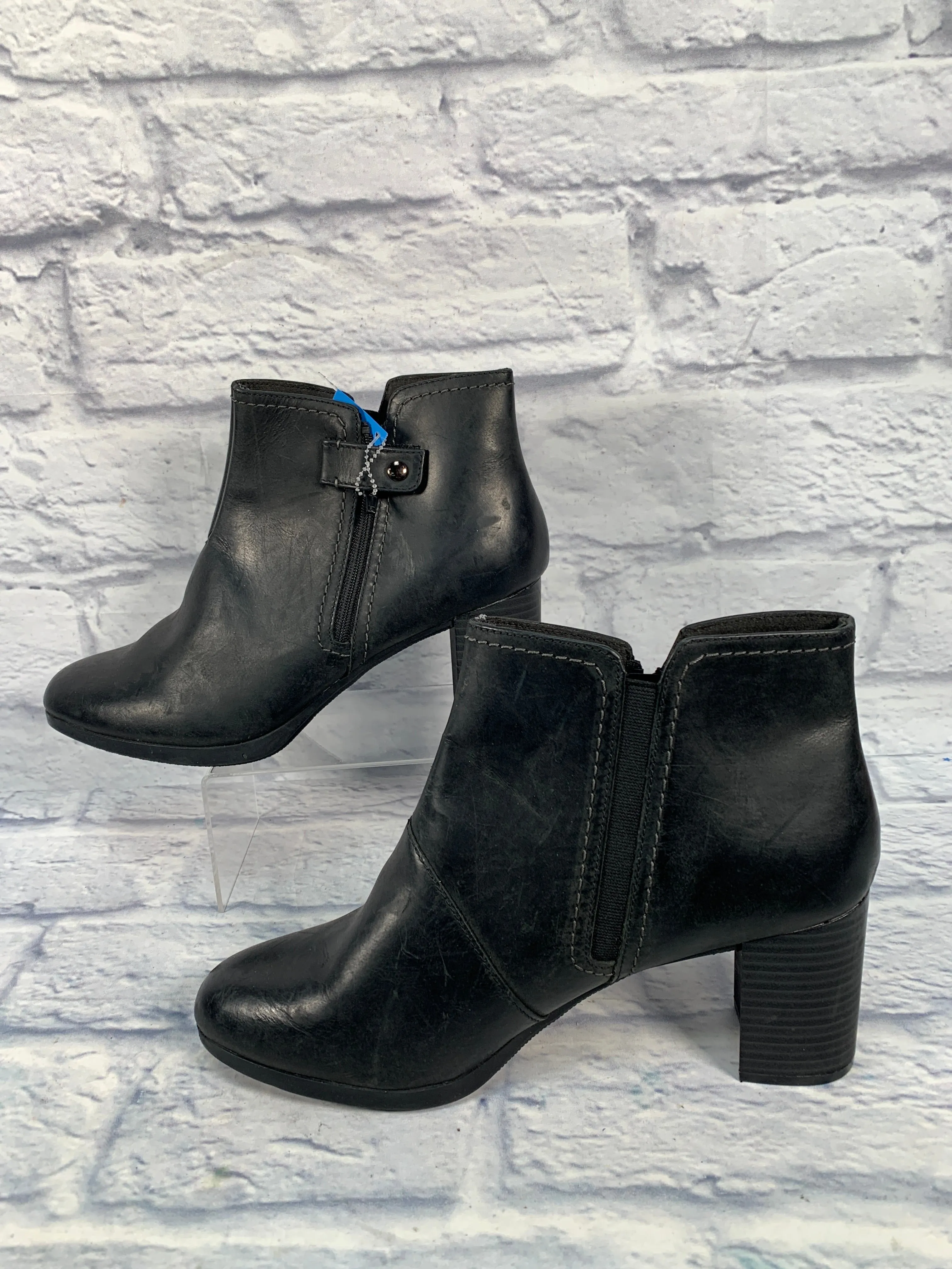 Boots Ankle Heels By Clarks In Black, Size: 12 clarks
