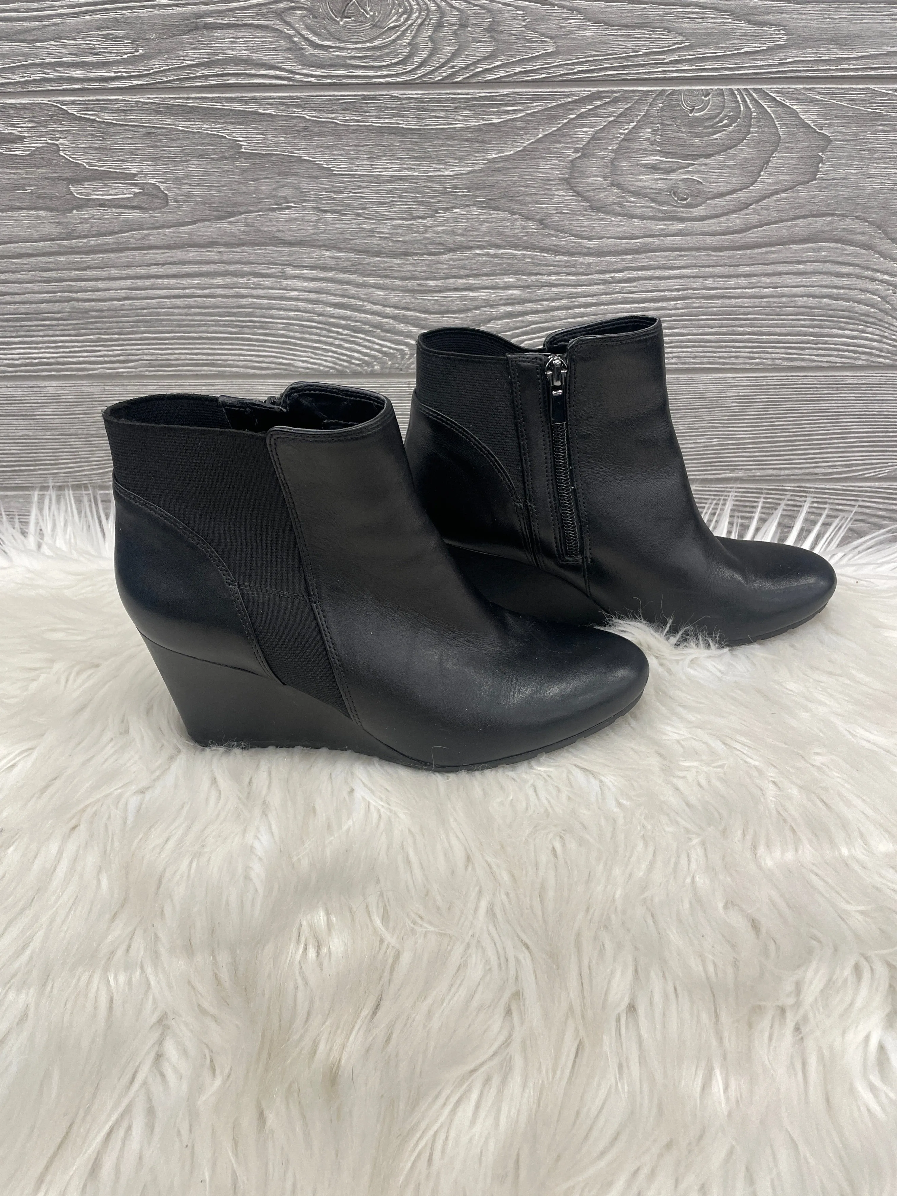 Boots Ankle Heels By Clarks In Black, Size: 8 clarks