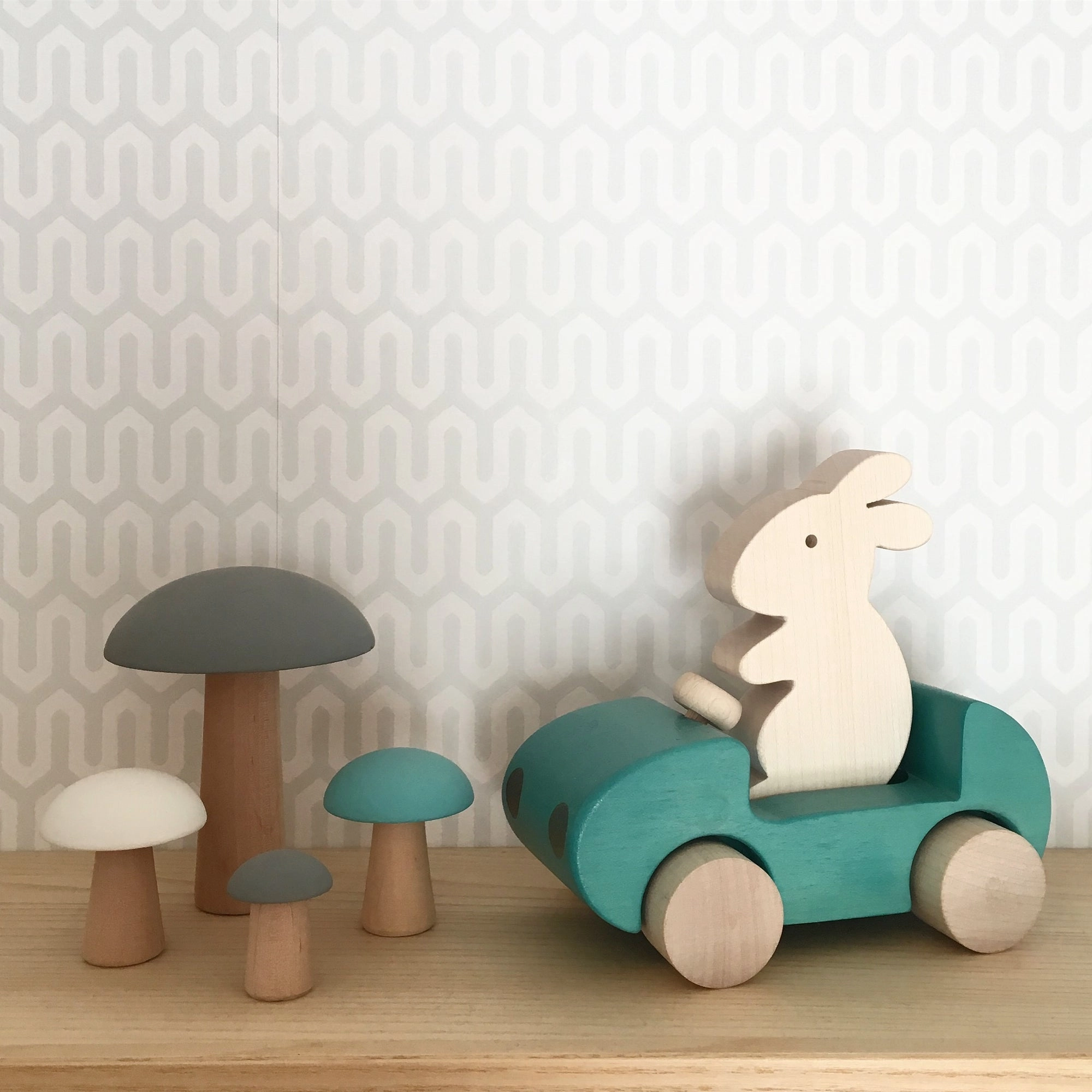 Briki Vroom Vroom Bunny Car Turquoise