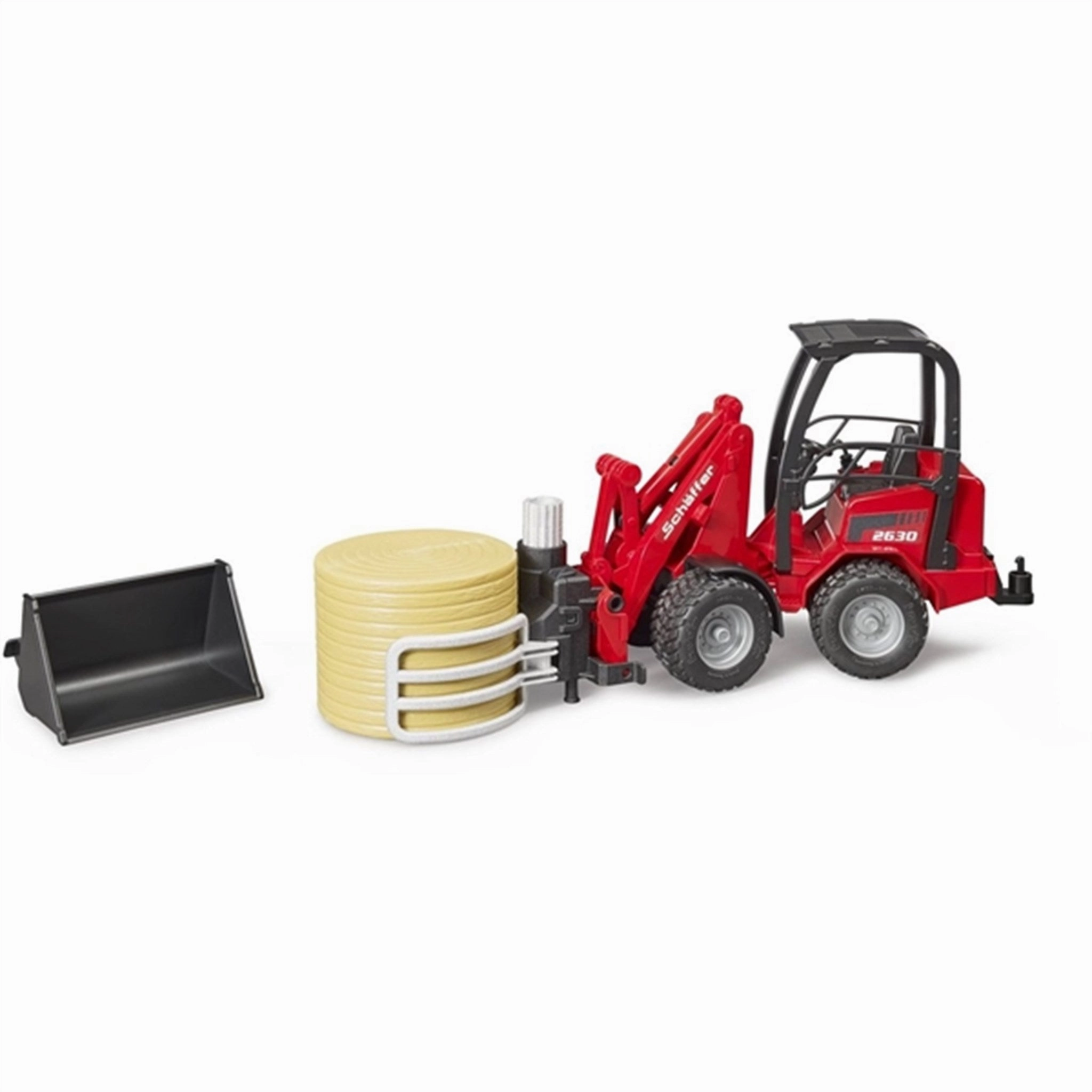 Bruder Schffer Compact Loader 2630 with Bale Gripper &1 Bale