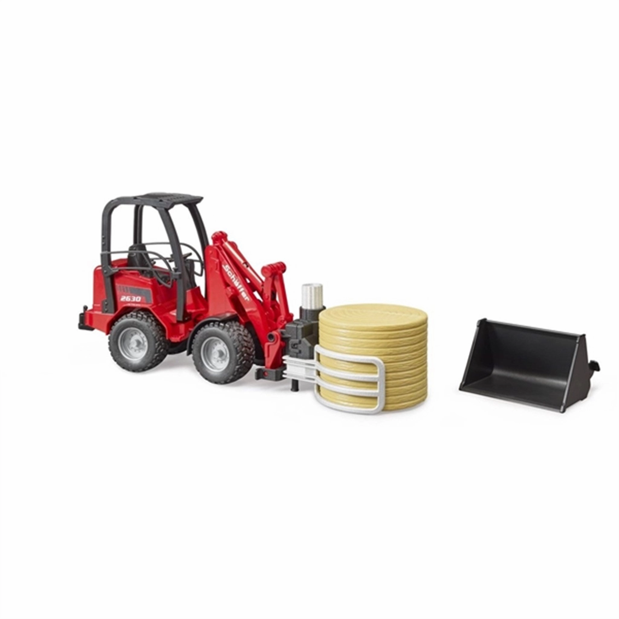 Bruder Schffer Compact Loader 2630 with Bale Gripper &1 Bale