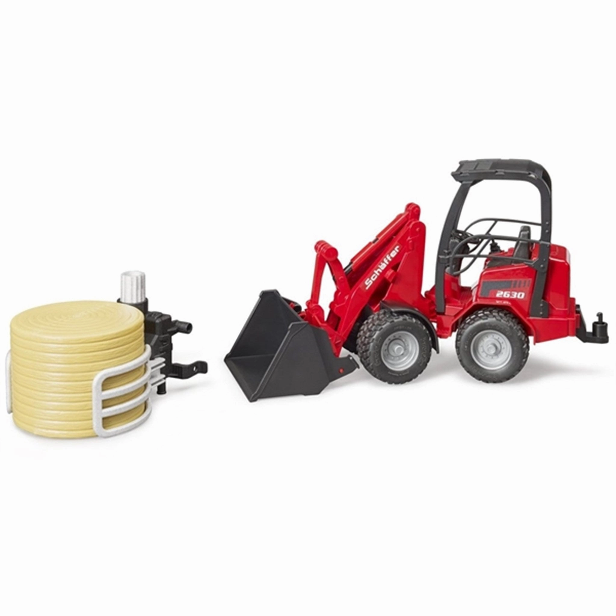 Bruder Schffer Compact Loader 2630 with Bale Gripper &1 Bale