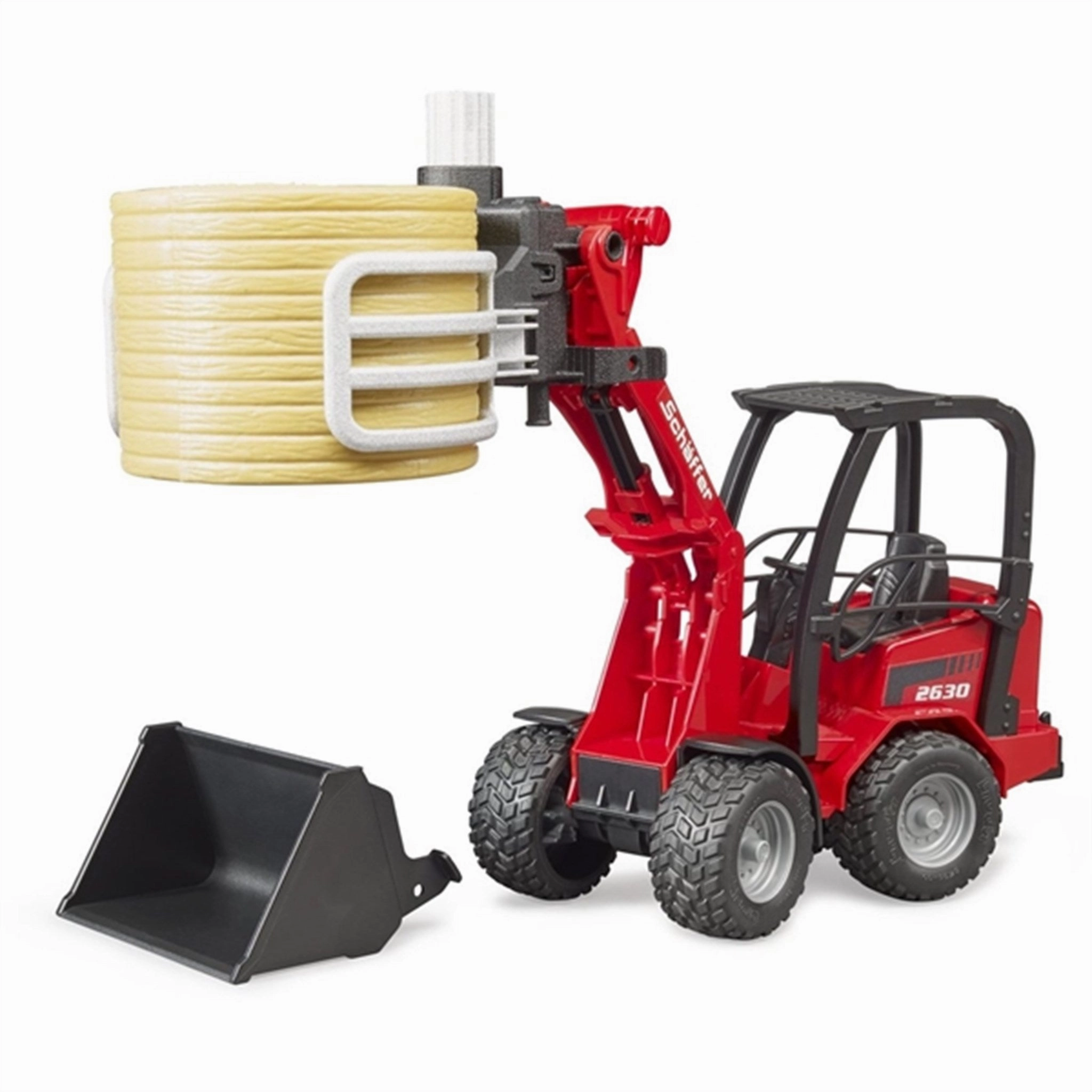 Bruder Schffer Compact Loader 2630 with Bale Gripper &1 Bale
