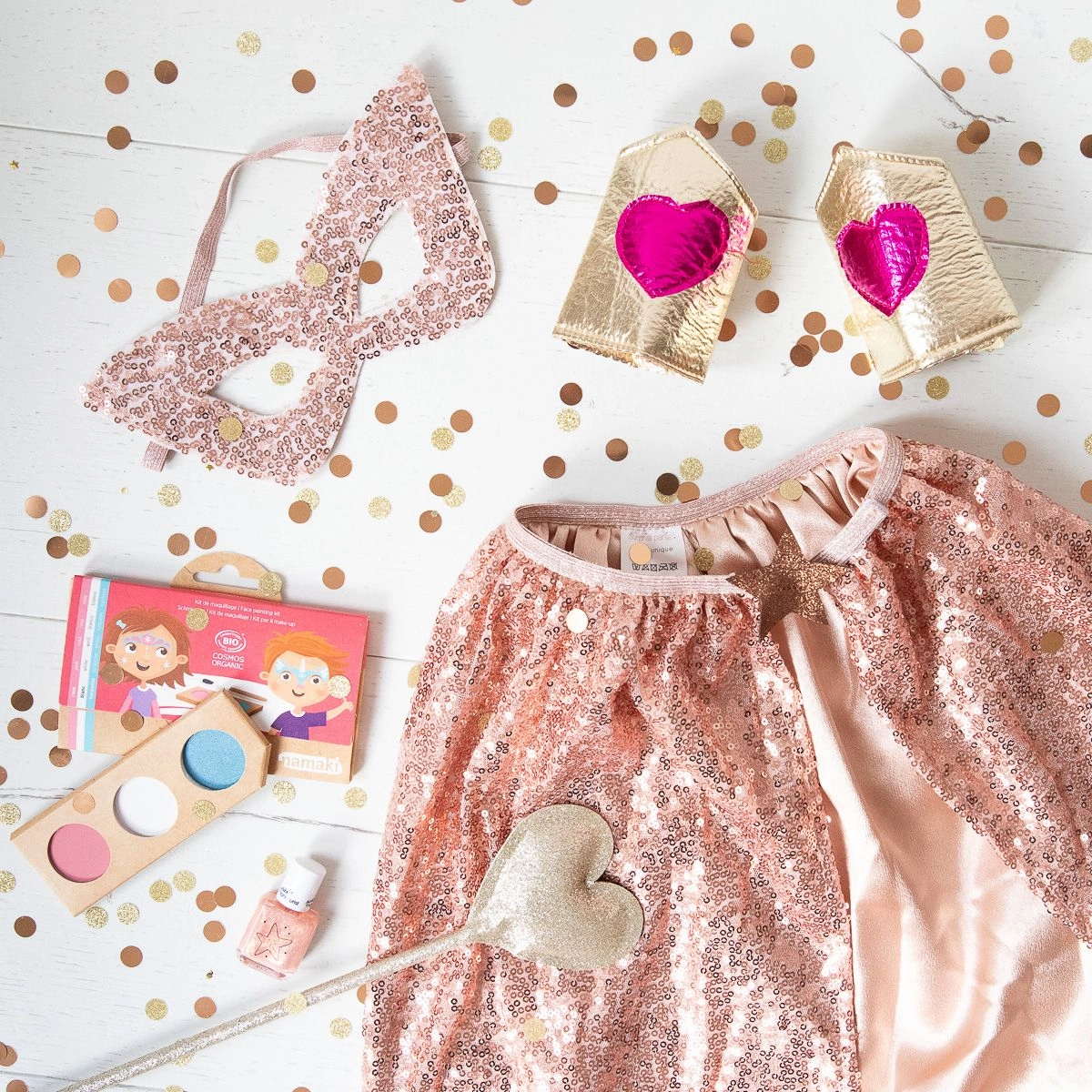 Cape Dress Up - Cooper Pink Sequin W/Mask