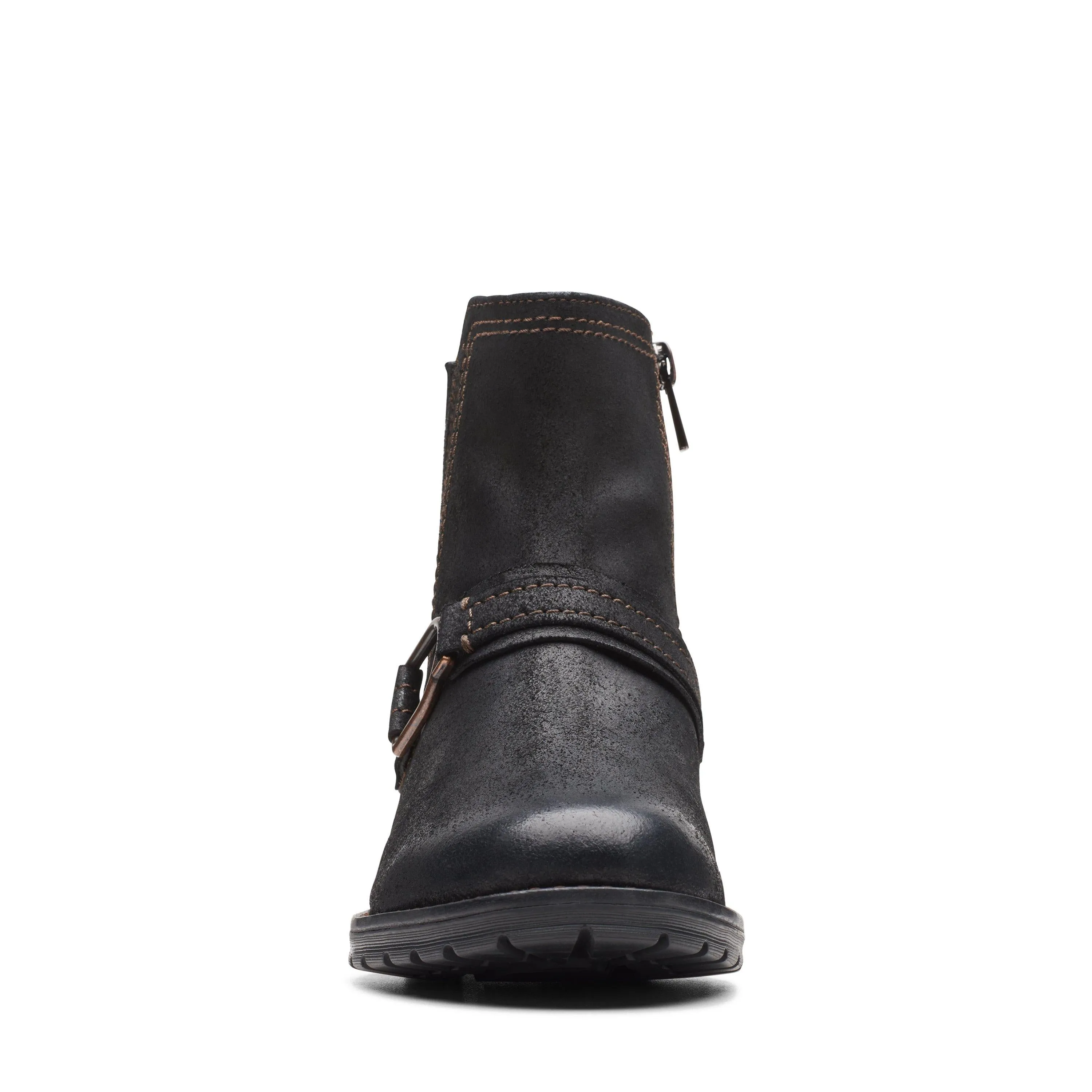 Clarks Aspra Buckle in Black Suede