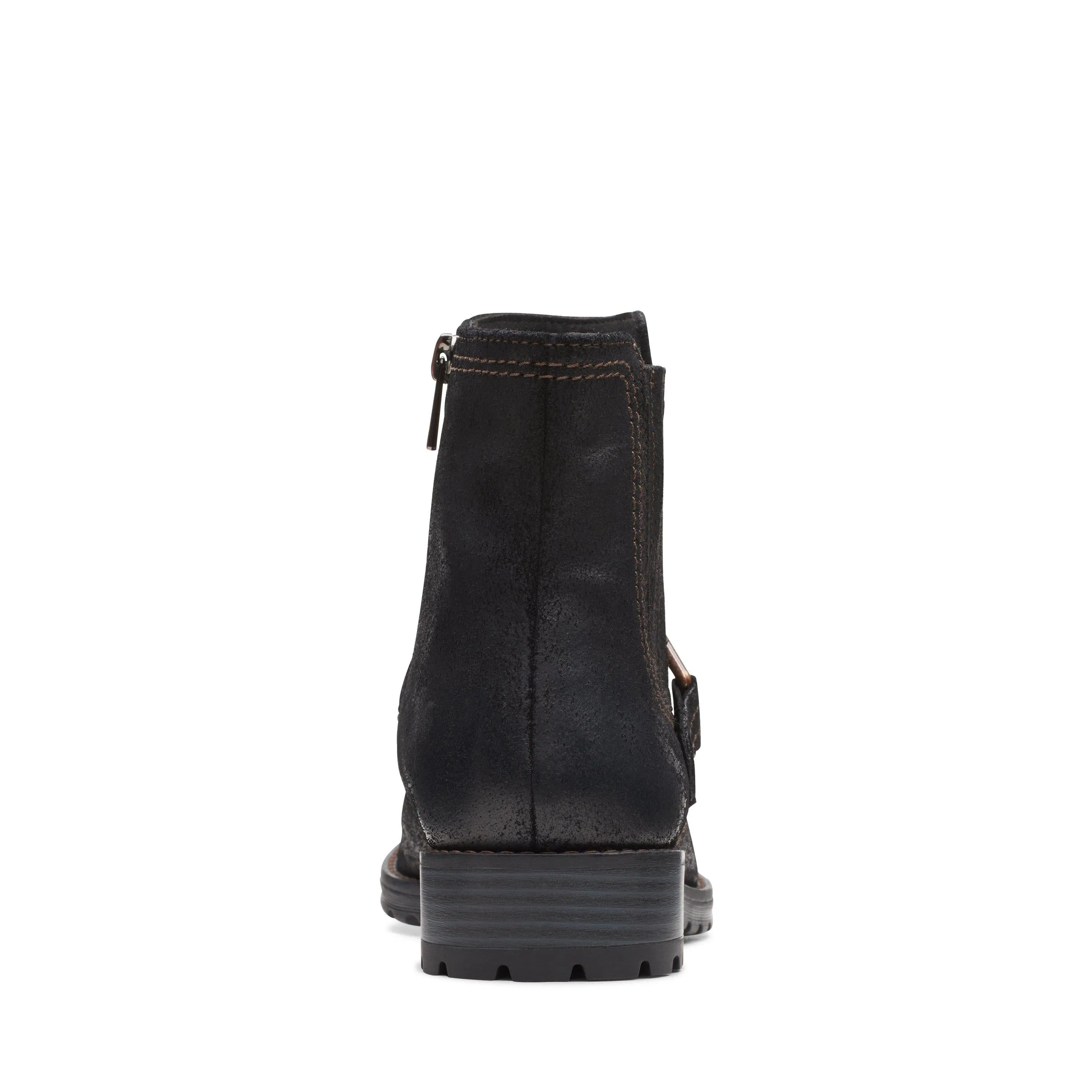 Clarks Aspra Buckle in Black Suede