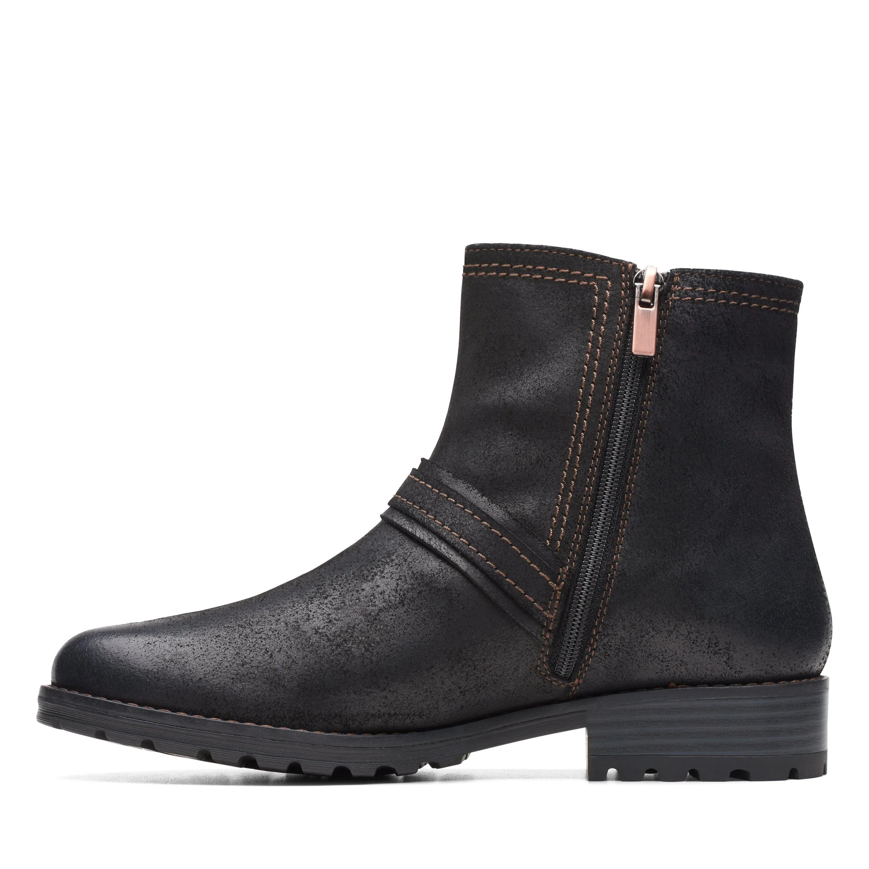 Clarks Aspra Buckle in Black Suede