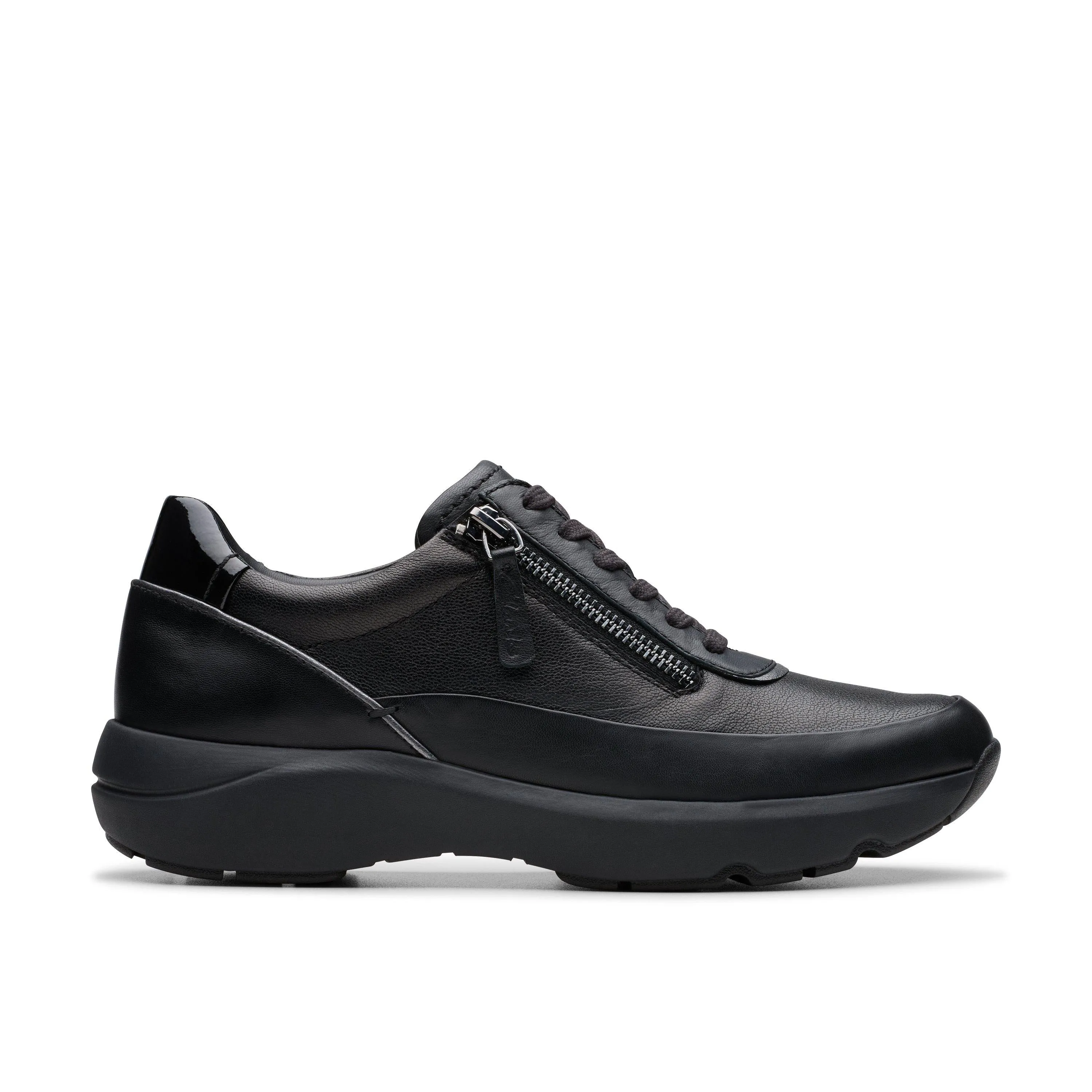 Clarks Tivoli Zip in Black Leather