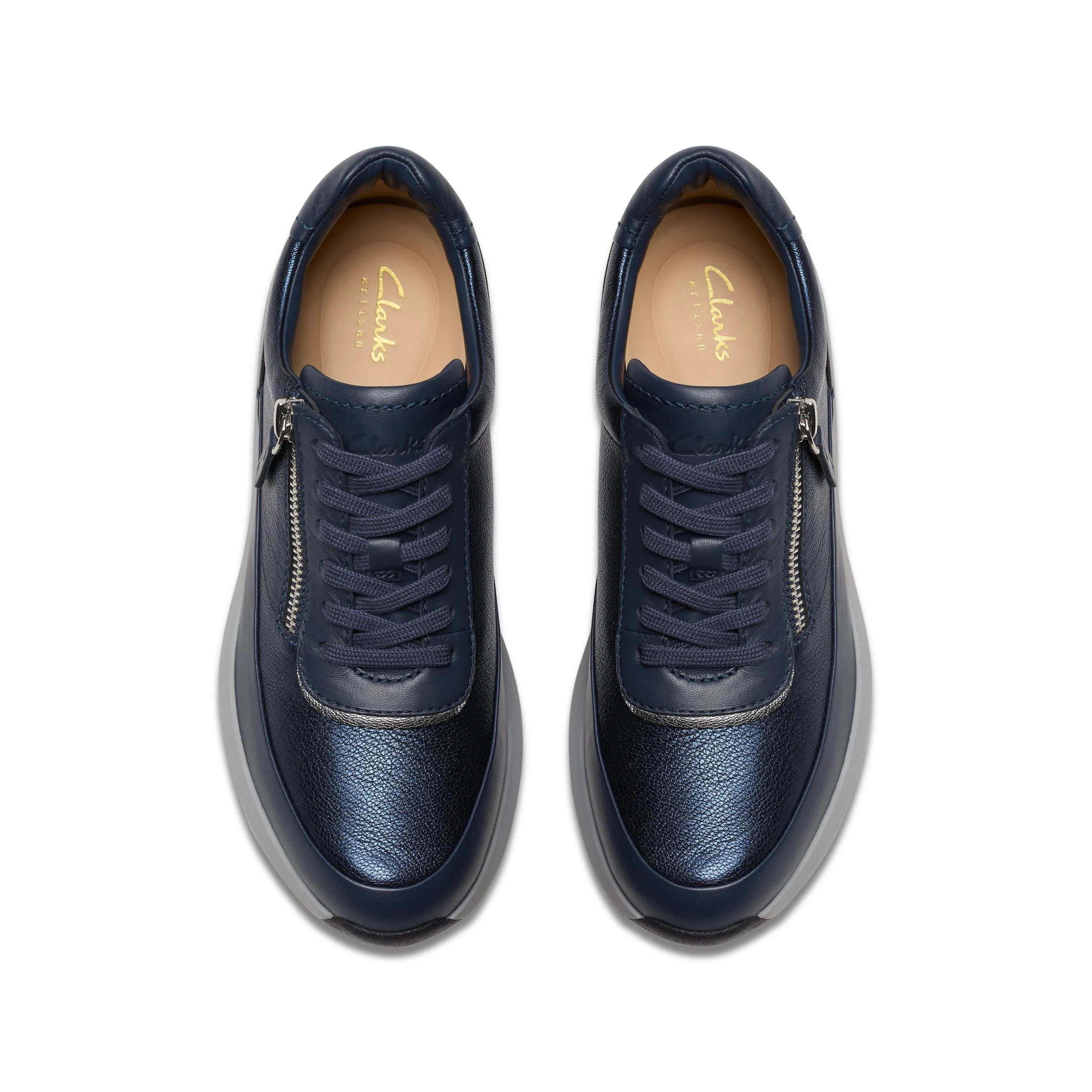 Clarks Tivoli Zip in Blue Leather