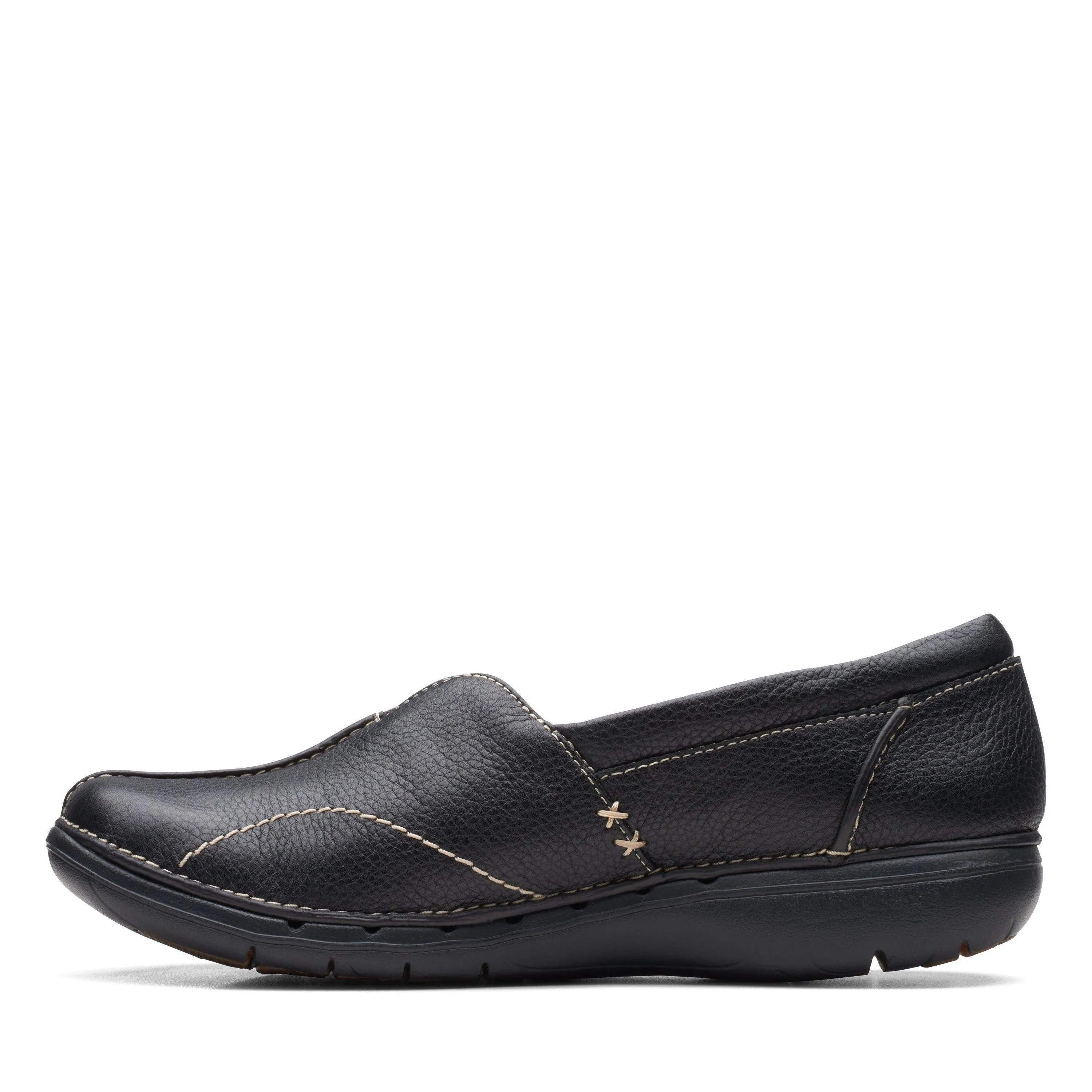 Clarks Un Loop Stride in Black Leather