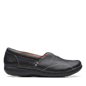 Clarks Un Loop Stride in Black Leather