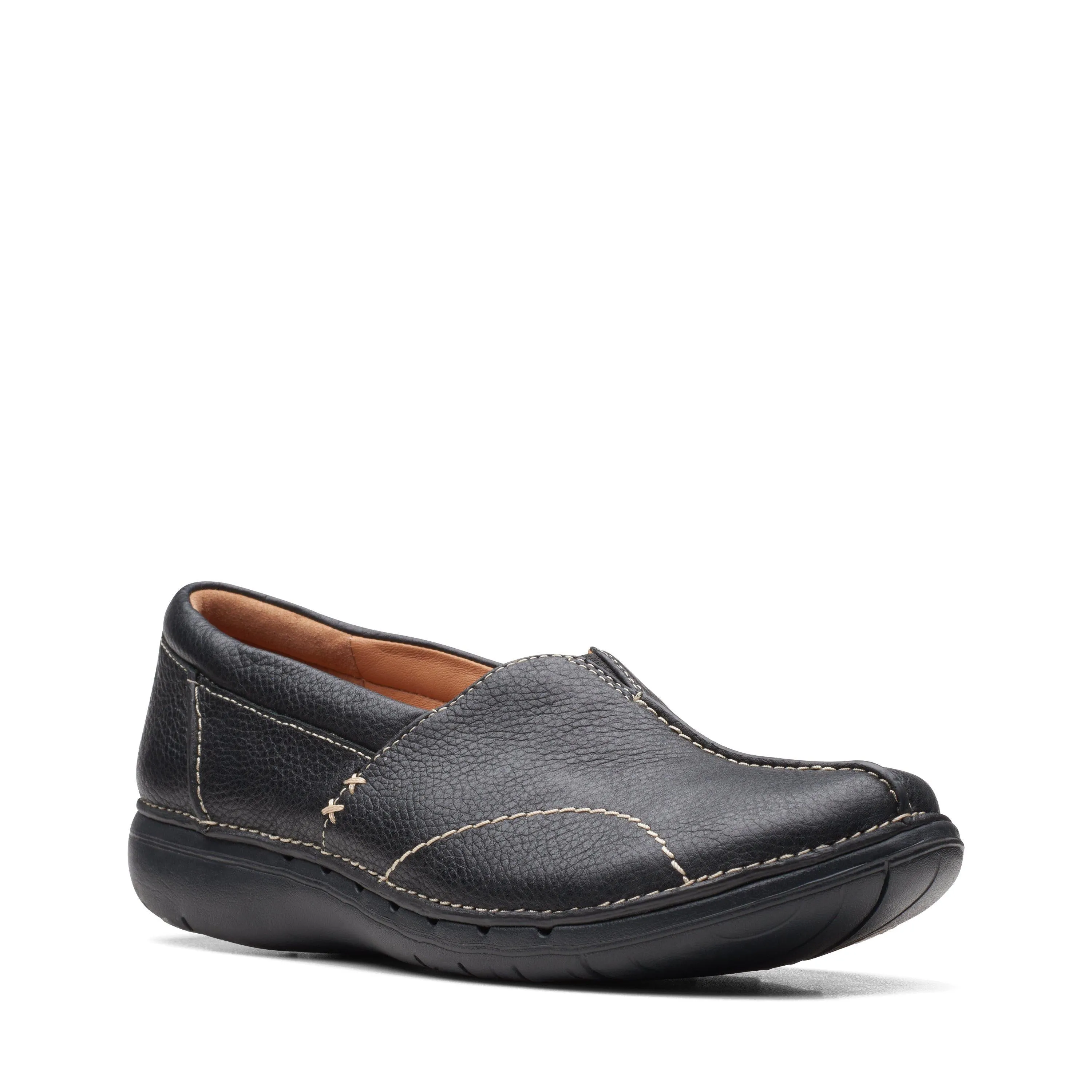 Clarks Un Loop Stride in Black Leather