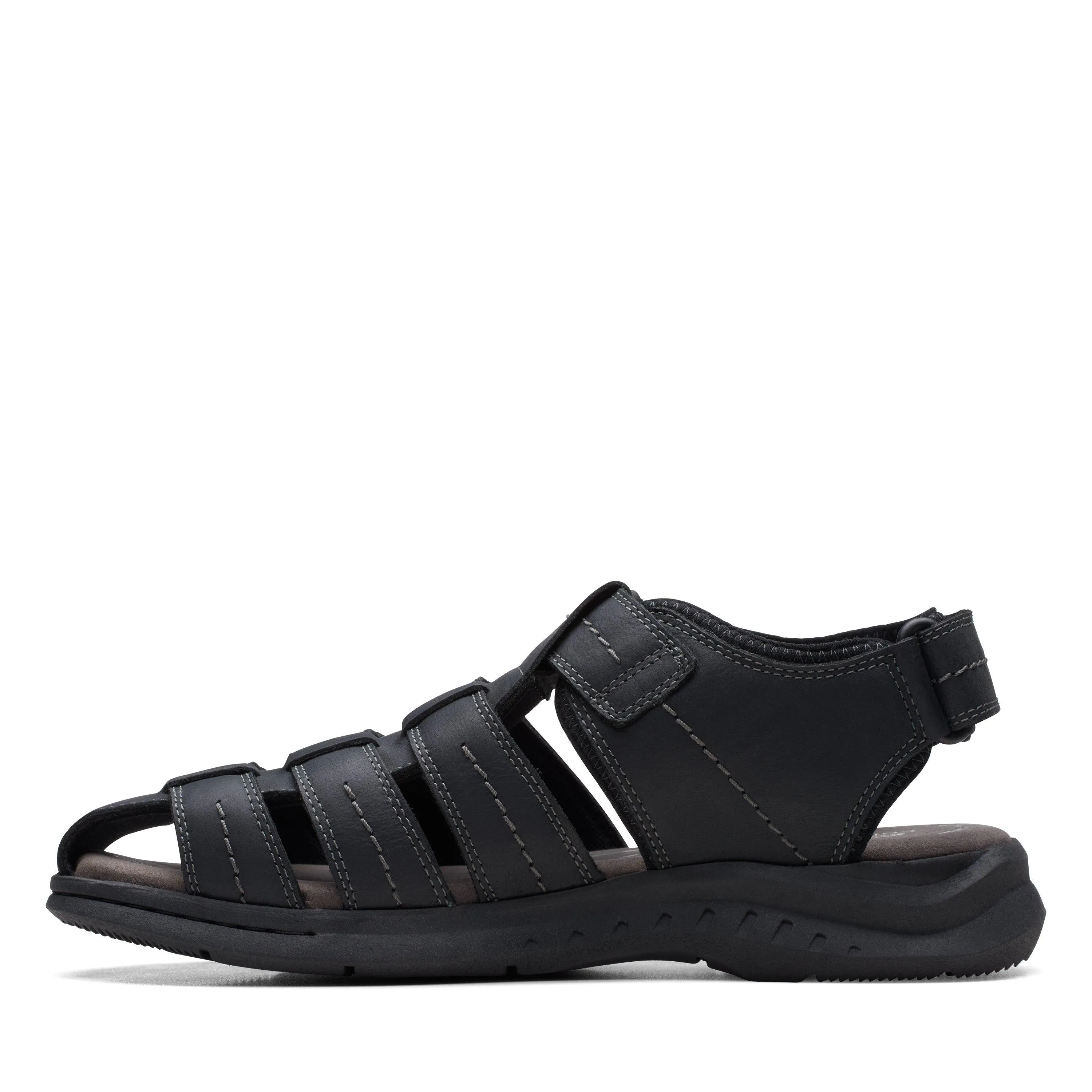 Clarks Walkford Fish in Black Leather