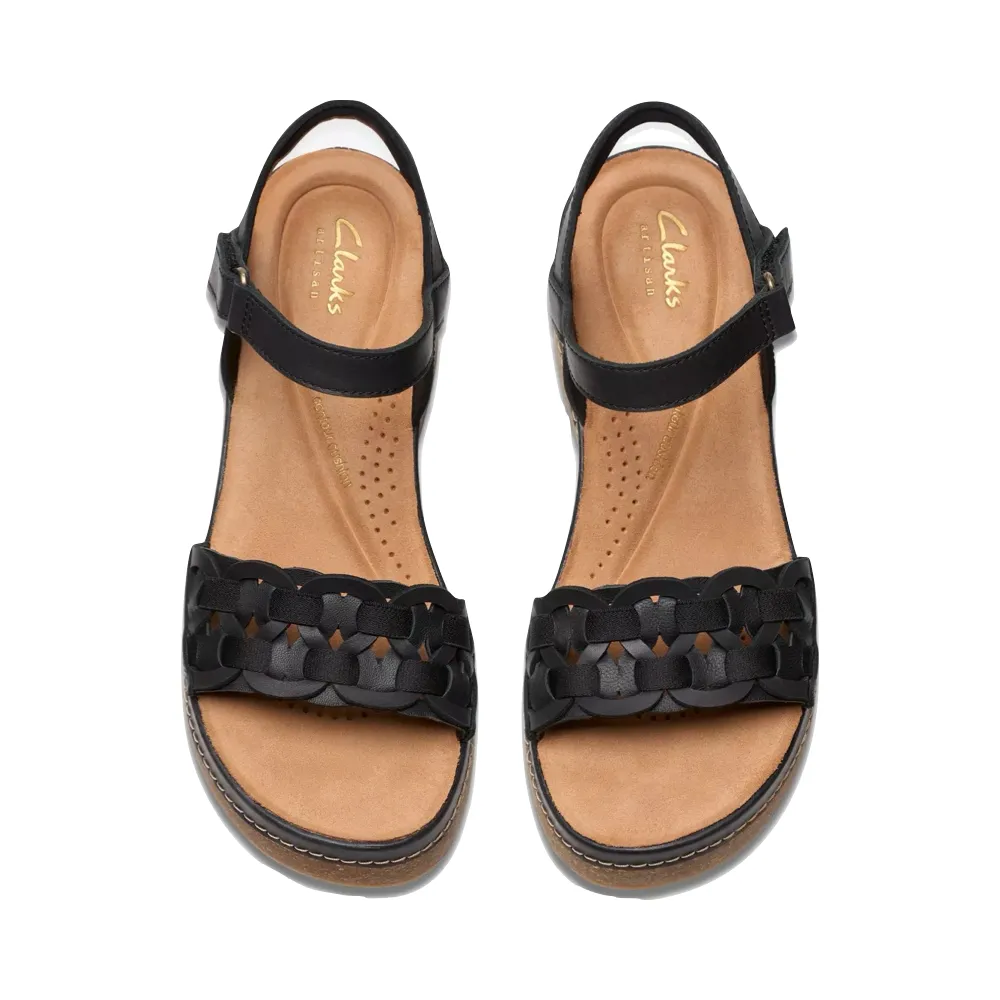 Clarks Women's Kassanda Bar Wedge Sandal in Black