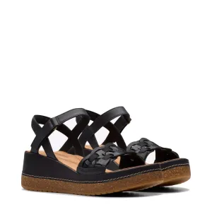Clarks Women's Kassanda Bar Wedge Sandal in Black