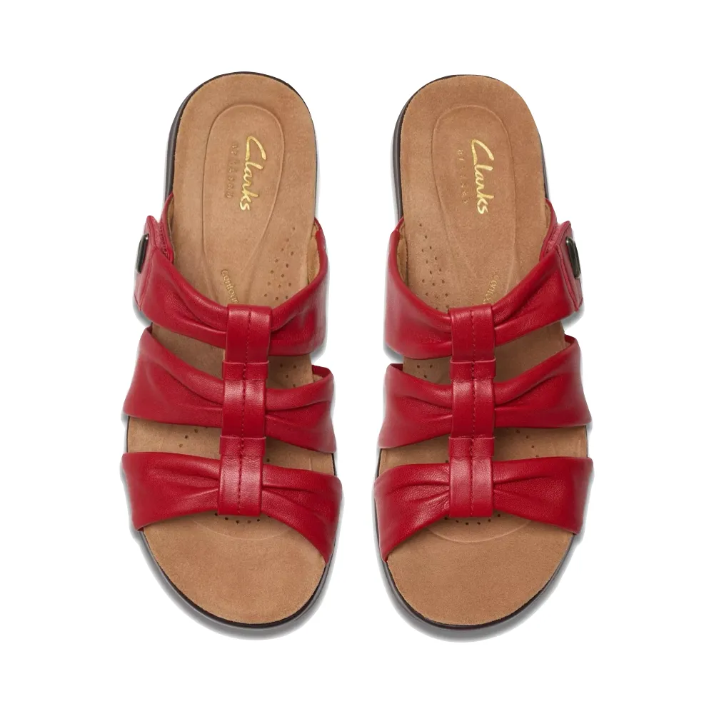 Clarks Women's Kitly Slide Sandal in Cherry Red