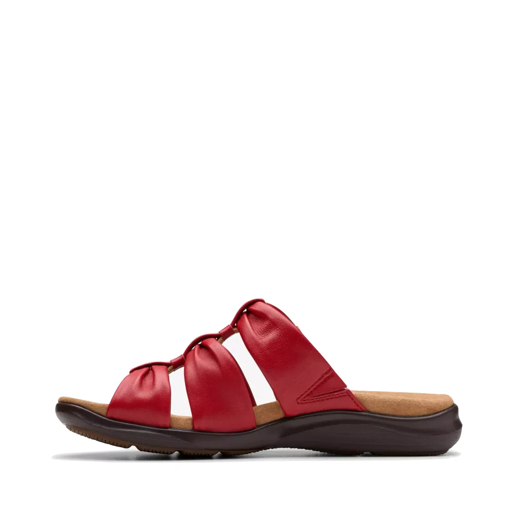Clarks Women's Kitly Slide Sandal in Cherry Red