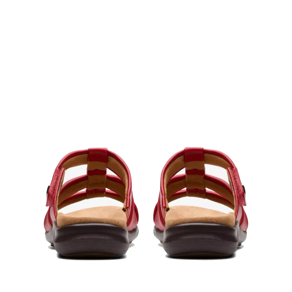 Clarks Women's Kitly Slide Sandal in Cherry Red