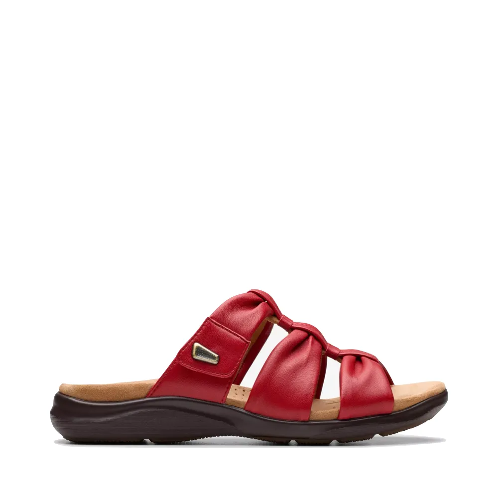 Clarks Women's Kitly Slide Sandal in Cherry Red