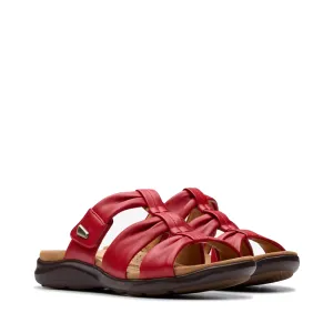 Clarks Women's Kitly Slide Sandal in Cherry Red