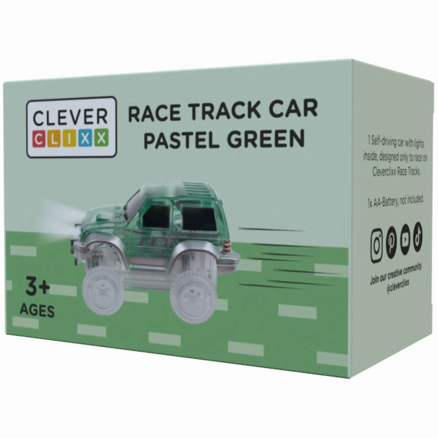 Cleverclixx Pastelgr?n Racerbanebil Pastelgr?n