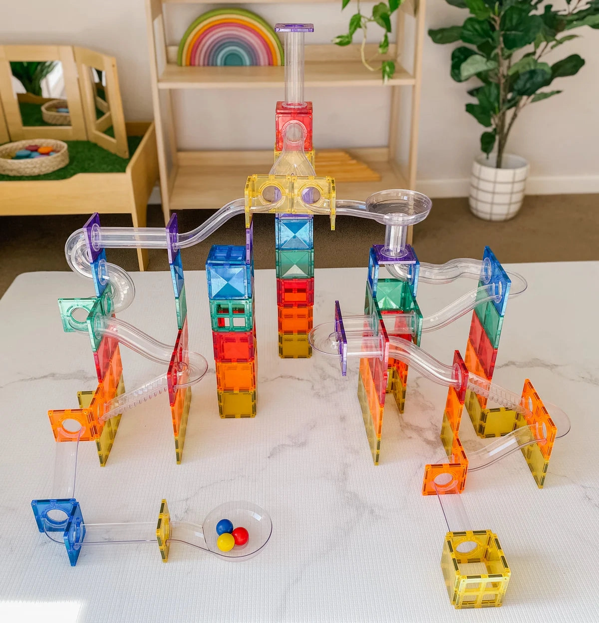Connetix Magnetic Tiles Rainbow Ball Run 92 pieces