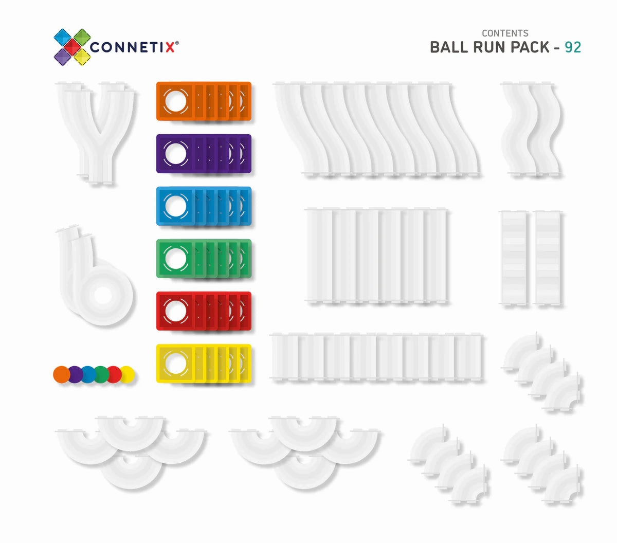 Connetix Magnetic Tiles Rainbow Ball Run 92 pieces