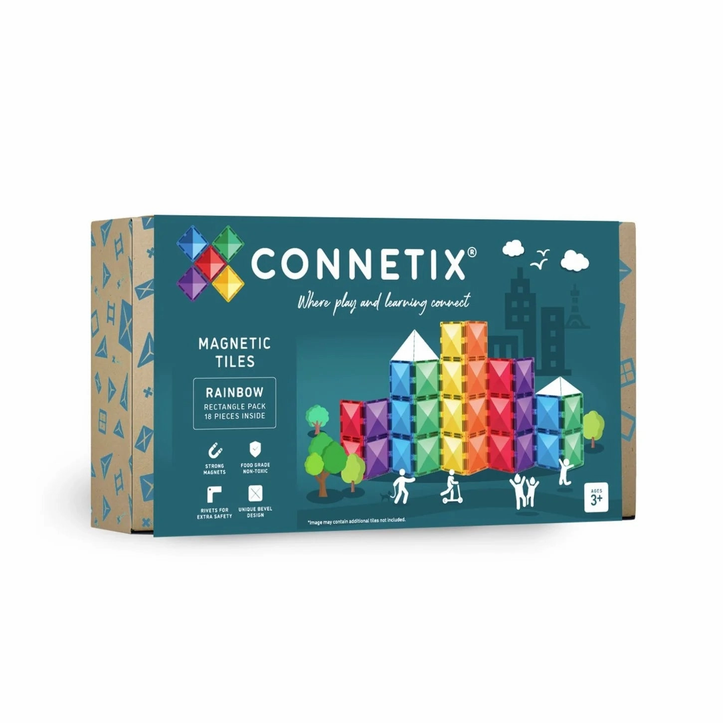 Connetix magnetic tiles Rainbow Rectangle 18 piece
