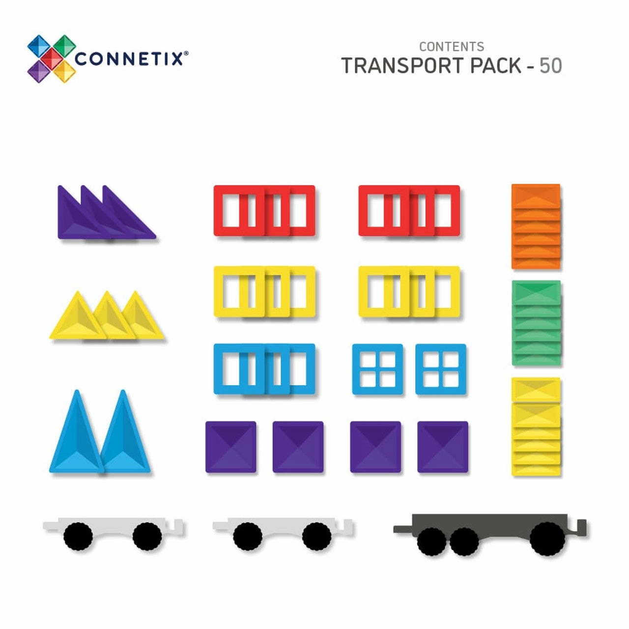Connetix Magnetic Tiles Rainbow Transport pack 50 pieces