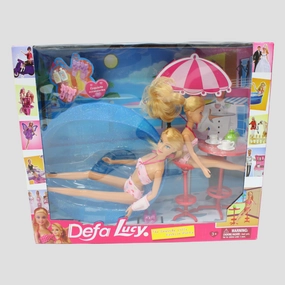 Defa Lucy Swimming Time Playset  2 Dolls with Accessories (13 Pieces)