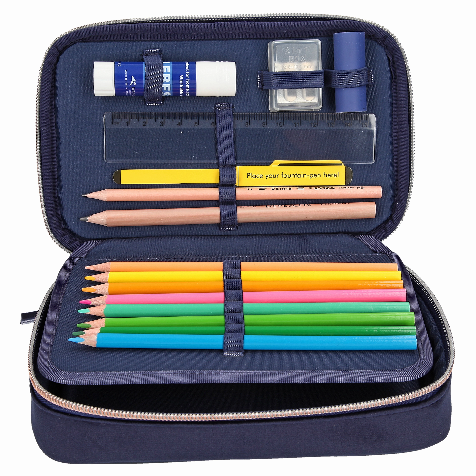Depesche Topmodel Filled Pencil Tube Velvet Navy