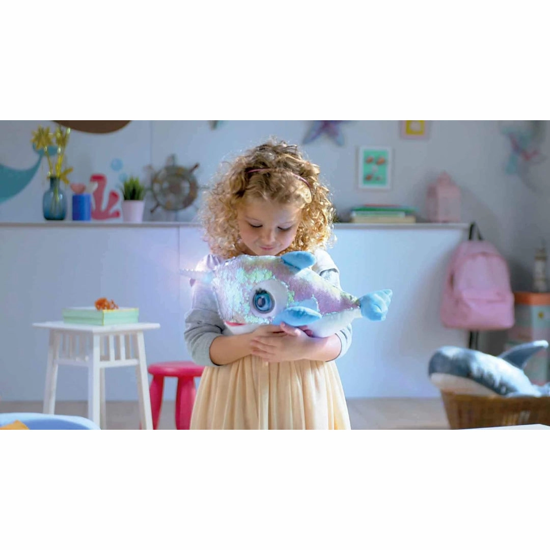 Dimian Stella Whale Story Telling Interactive Soft Toy for Kids age 3Y  - 36 Cm (Silver)