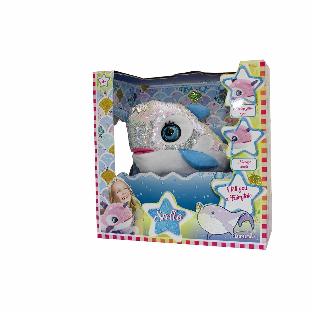 Dimian Stella Whale Story Telling Interactive Soft Toy for Kids age 3Y  - 36 Cm (Silver)