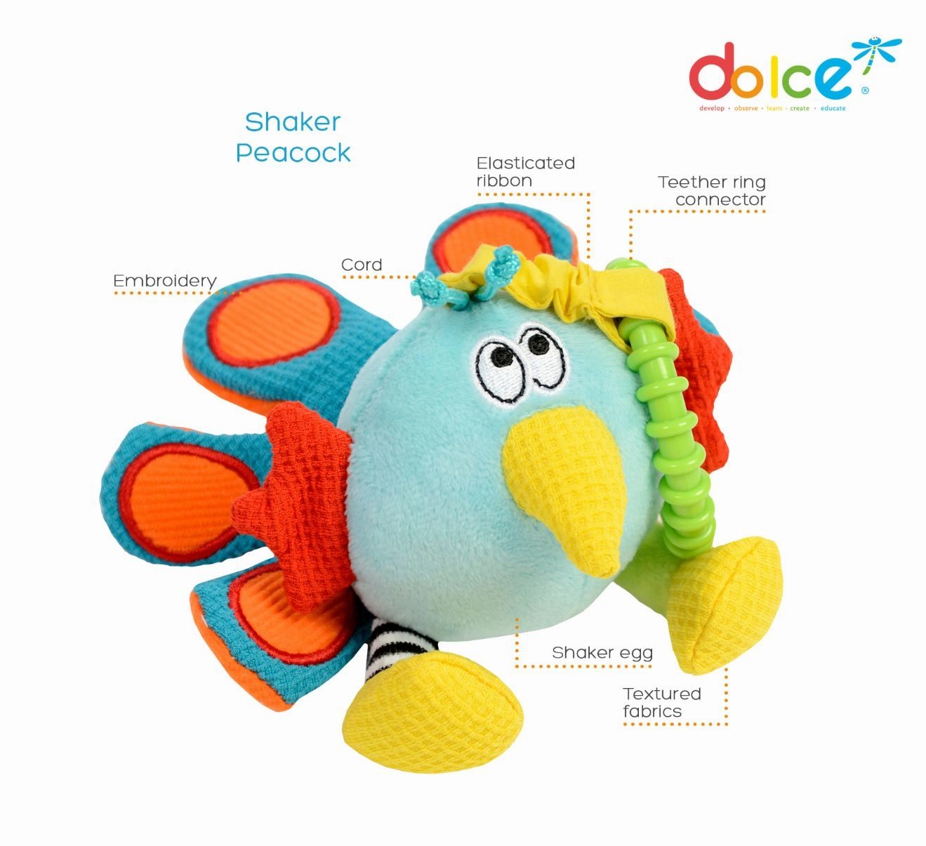 Dolce Toys Shaker Peacock