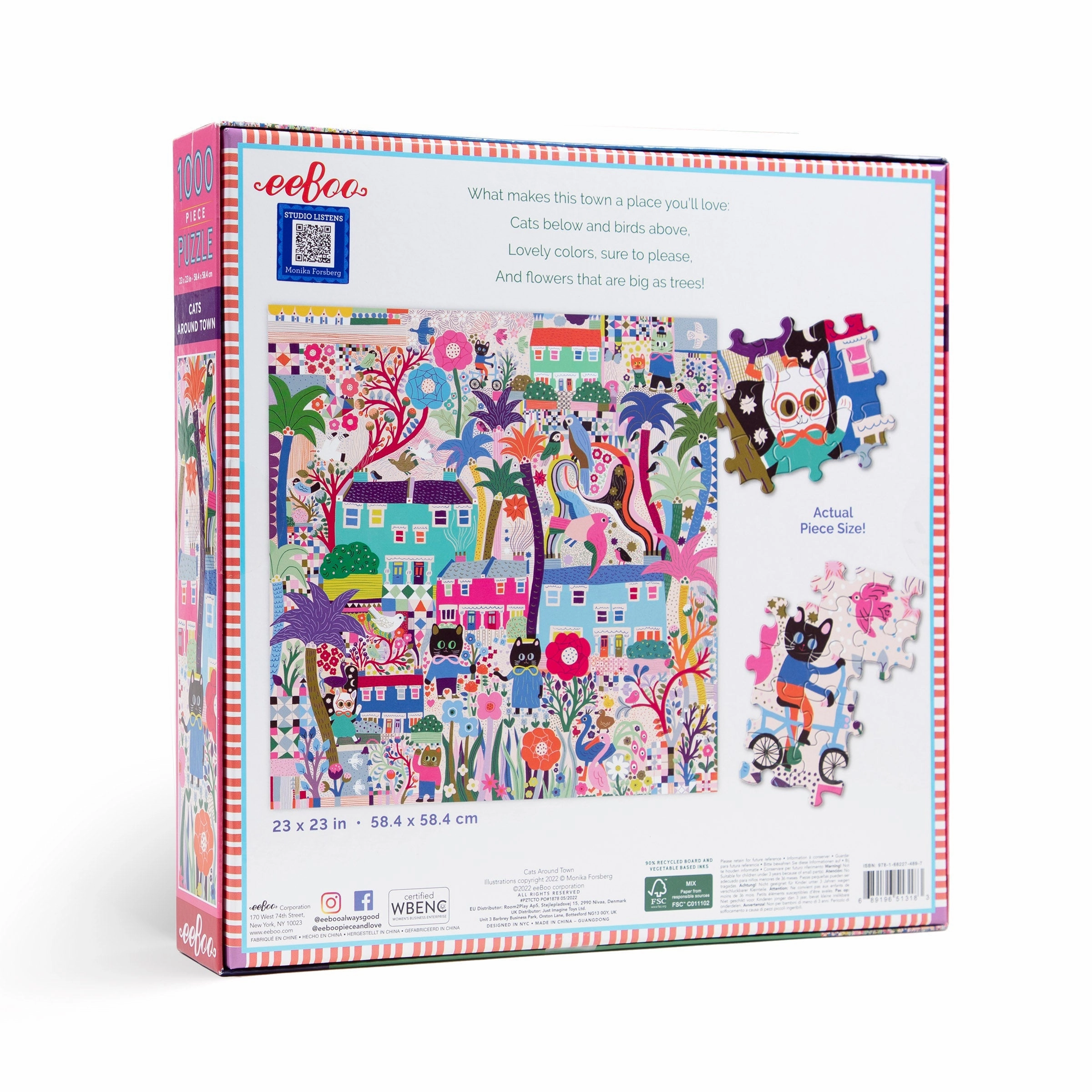 eeBoo Cats Around Town 1000 pc Square Puzzle