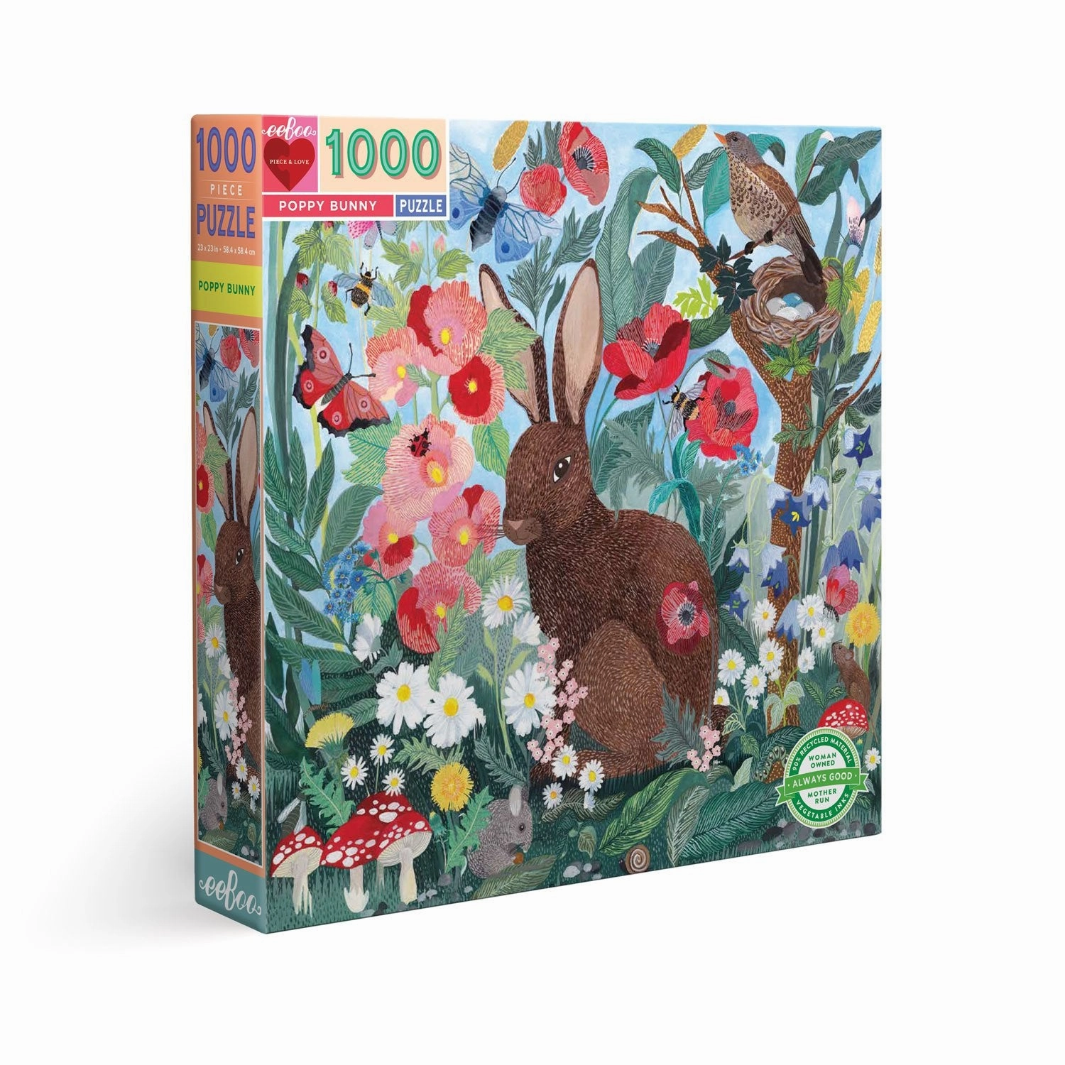 eeBoo Poppy Bunny 1000 pc Square Puzzle